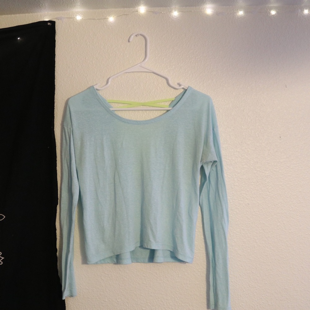 Blue Long-Sleeved Croo Top